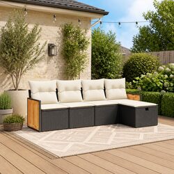 Your New Favorite 5 Piece Garden Sofa Set - Black Rattan