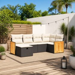 Friendly Black Modular 6-Piece Garden Sofa Set