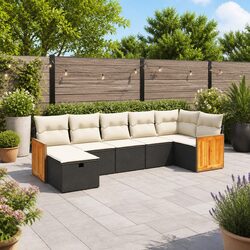 7 Piece Garden Sofa Set with Cushions Black Outdoor Furniture Patio Seating