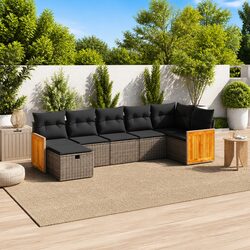 Garden Sofa Set 7 Piece Outdoor Furniture Grey Poly Rattan Modular Patio