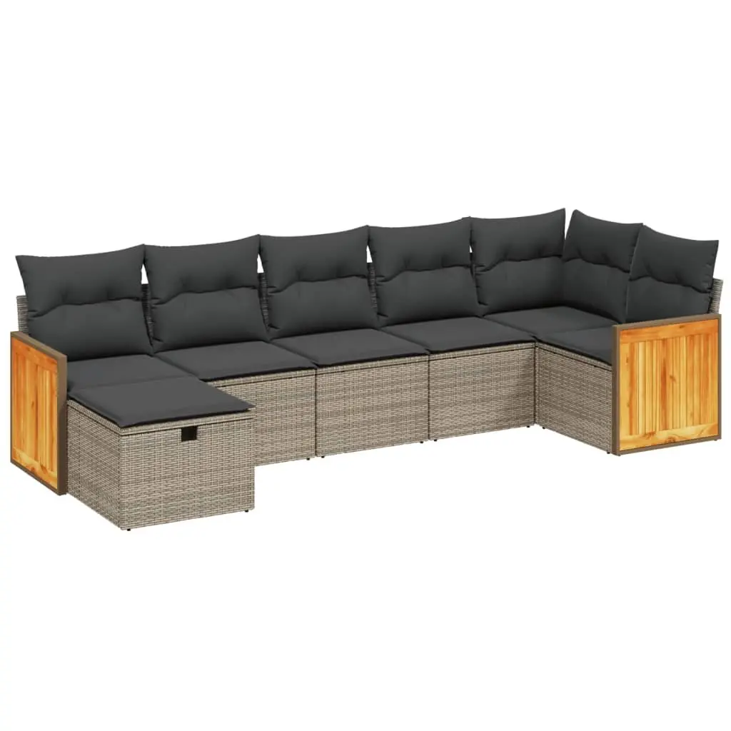 Modular Outdoor Sofa Set 7 Piece Grey Poly Rattan Patio Furniture