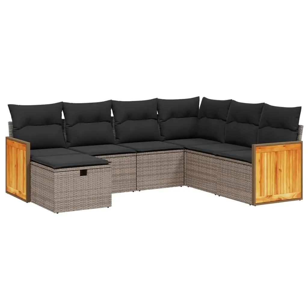 Garden Sofa Set 7 Piece Outdoor Furniture Grey Poly Rattan Modular Patio Lounge
