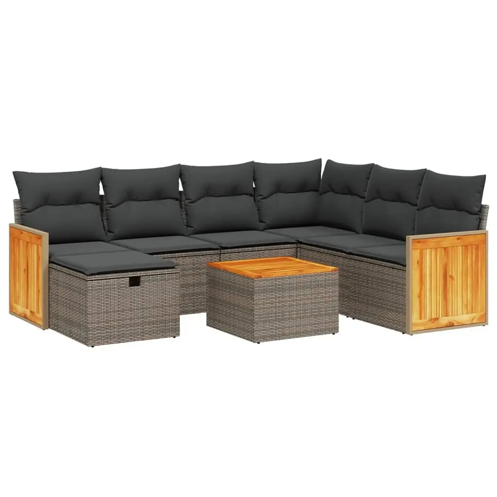 Garden Sofa Set 8 Piece Outdoor Furniture Grey Poly Rattan Patio Conversation