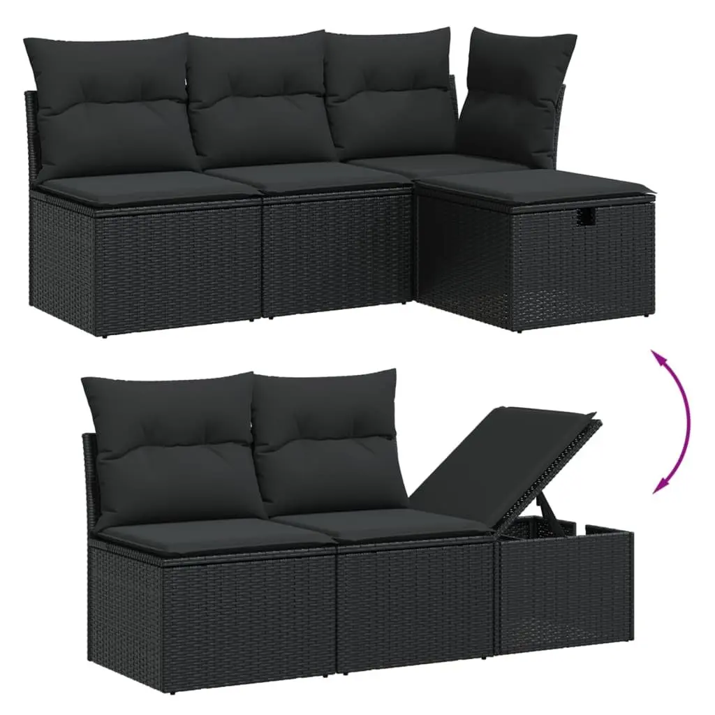 Modular Black PE Rattan Outdoor Patio Furniture 10 Piece Garden Sofa Set