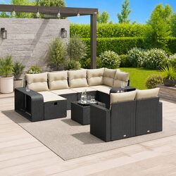 Friendly 11-Piece Garden Sofa Set in Black Rattan