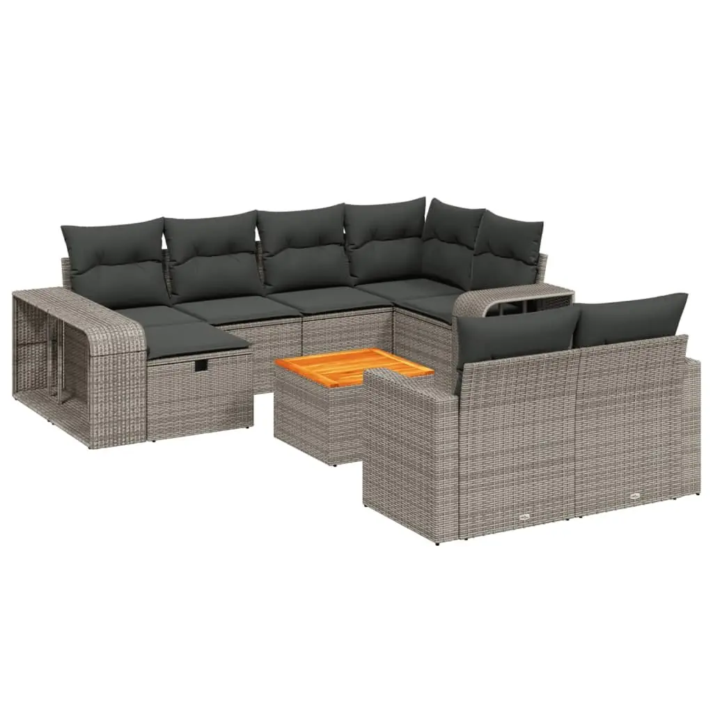 Modular Garden Sofa Set 11 Piece Grey Poly Rattan Outdoor Furniture Patio Lounge