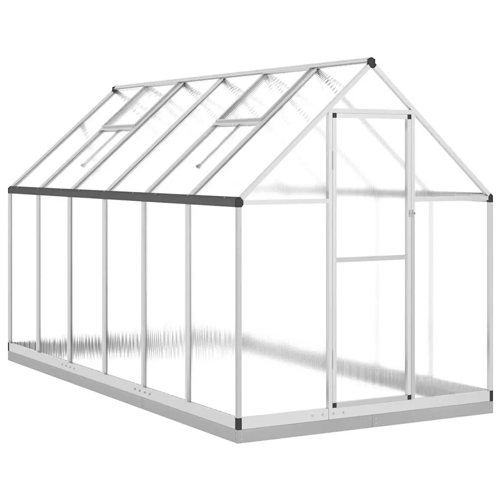 Greenhouse Walk-In Aluminium Frame Silver 334x169x202 cm UV-Resistant Polycarbonate Panels