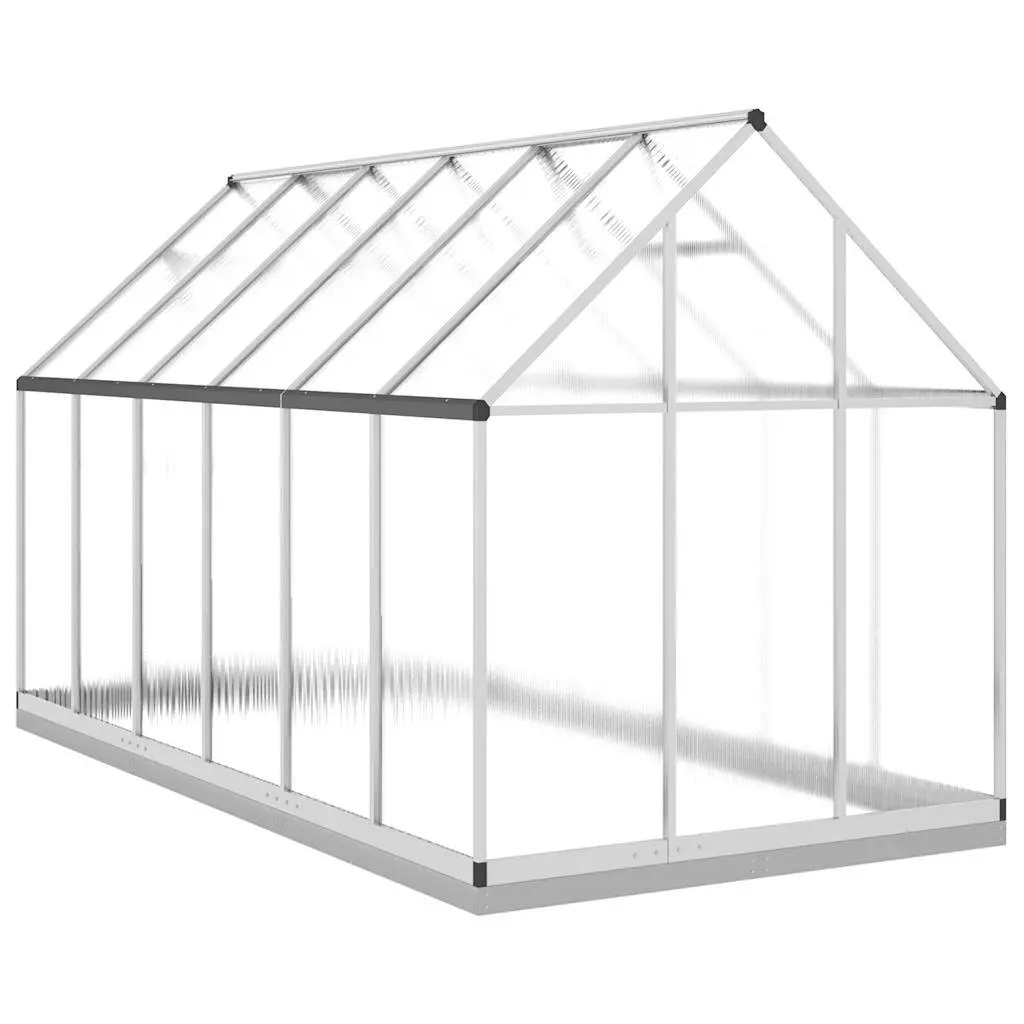 Greenhouse Walk-In Aluminium Frame Silver 334x169x202 cm UV-Resistant Polycarbonate Panels