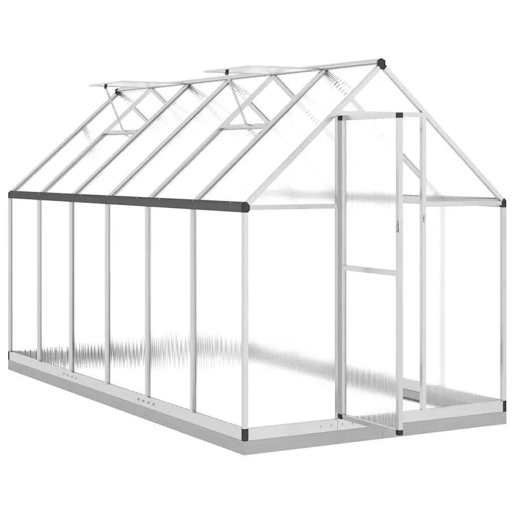Greenhouse Walk-In Aluminium Frame Silver 334x169x202 cm UV-Resistant Polycarbonate Panels