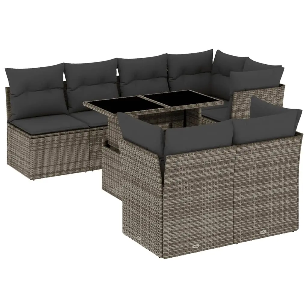 Garden Sofa Set Modular Adjustable Grey 8 Piece Outdoor Furniture with Cushions
