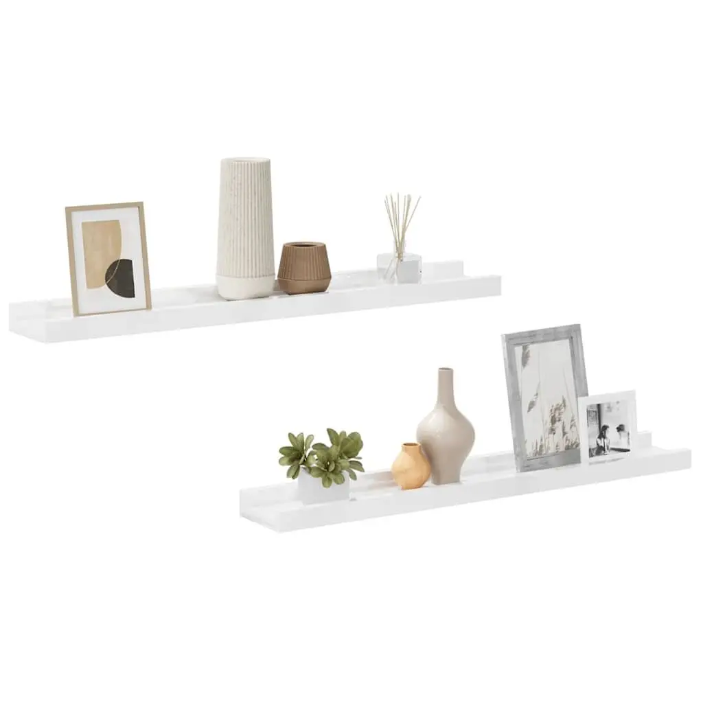 Wall Shelves High Gloss White 60x9x3 cm Floating Storage Display Shelving 2 pcs