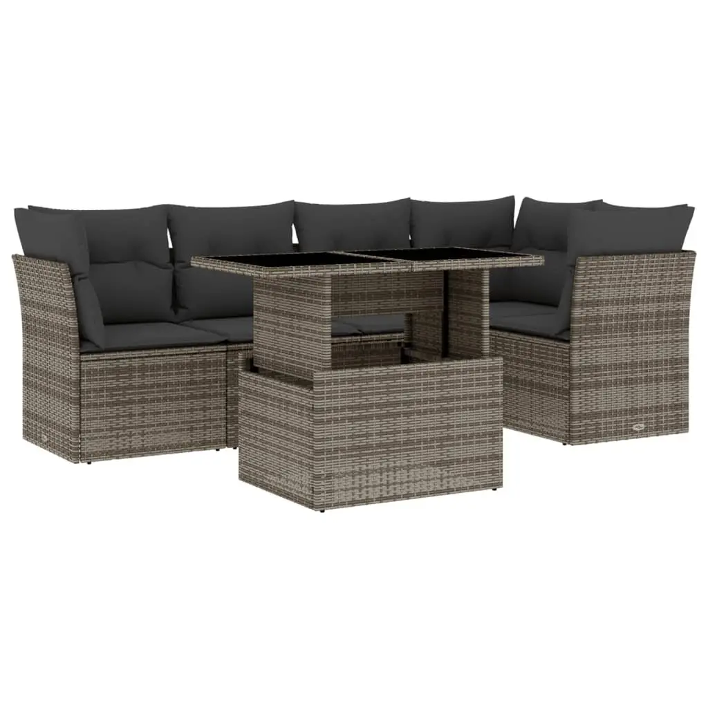 6 Piece Grey Garden Sofa Set for Comfort