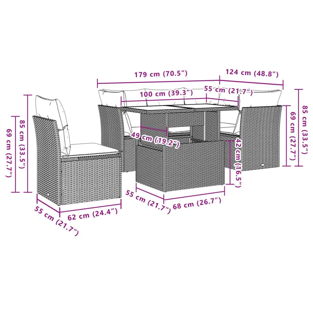 6 Piece Garden Sofa Set