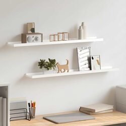 Friendly and Practical High Gloss White Shelves - 2 pcs