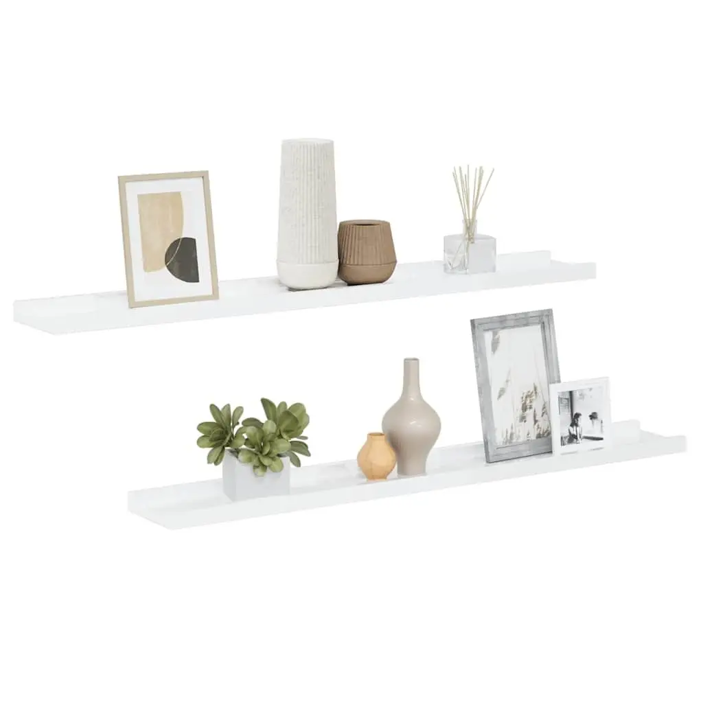Wall Shelves High Gloss White Floating Storage Display 80 x 9 x 3 cm 2 Piece