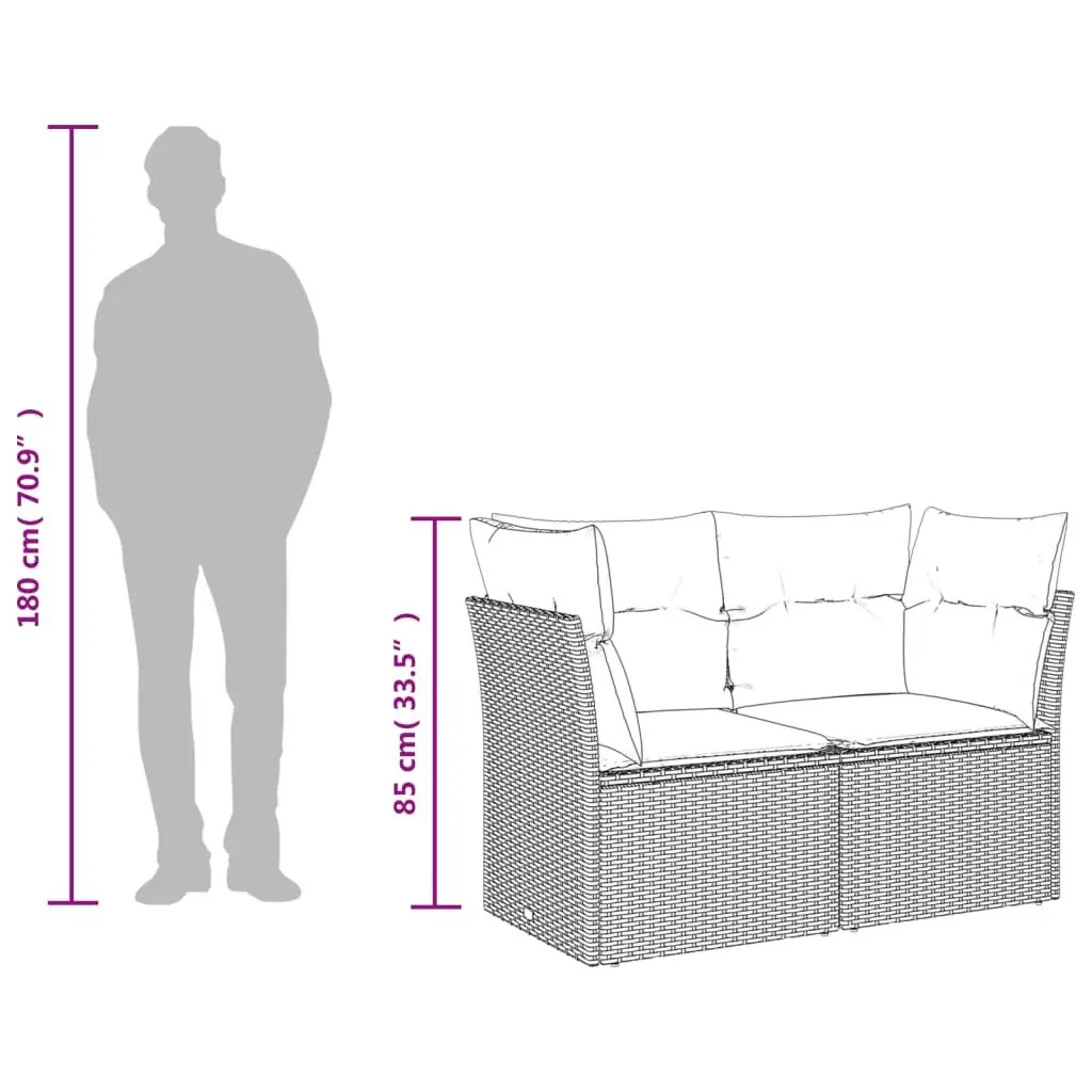 7 Piece Garden Sofa Set Grey Poly Rattan Outdoor Furniture Patio Lounge Cushions