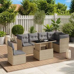 Your Friendly 7 Piece Beige Garden Sofa Set