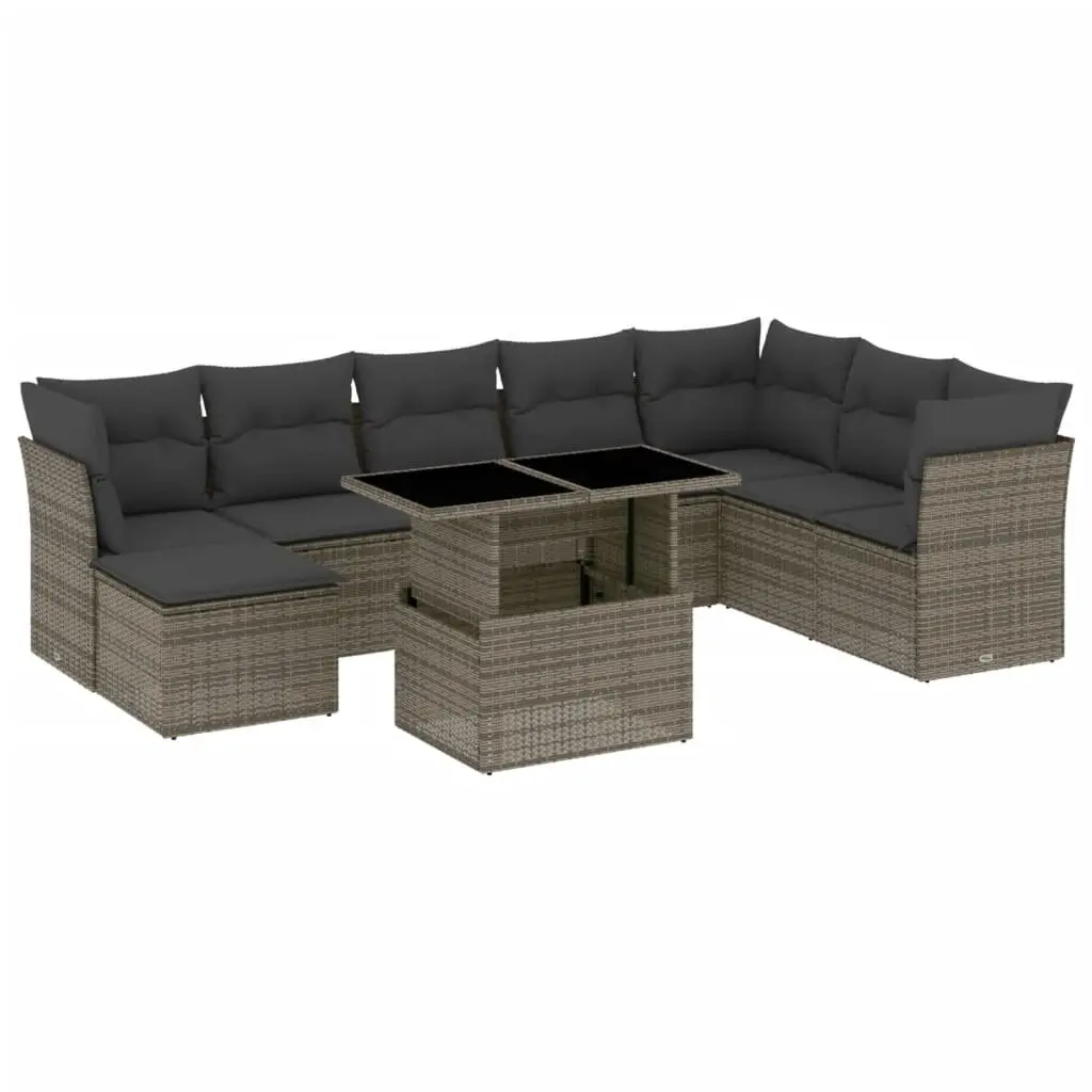 9 Piece Grey Garden Sofa Set