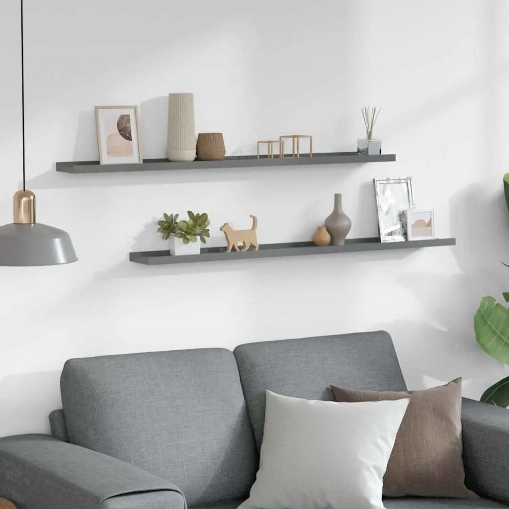Wall Shelves Grey 100x9x3 cm Storage Display Floating Shelving Unit 2 Piece