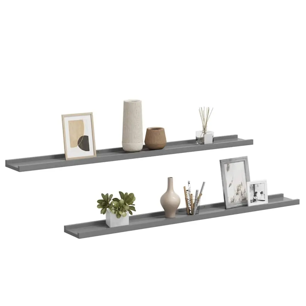 Wall Shelves Grey 100x9x3 cm Storage Display Floating Shelving Unit 2 Piece
