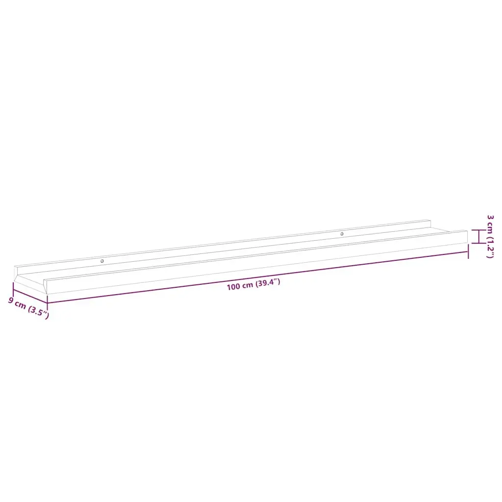 Wall Shelves Grey 100x9x3 cm Storage Display Floating Shelving Unit 2 Piece