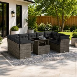 Join Friends and Family with this 10-Piece Grey Sofa Set
