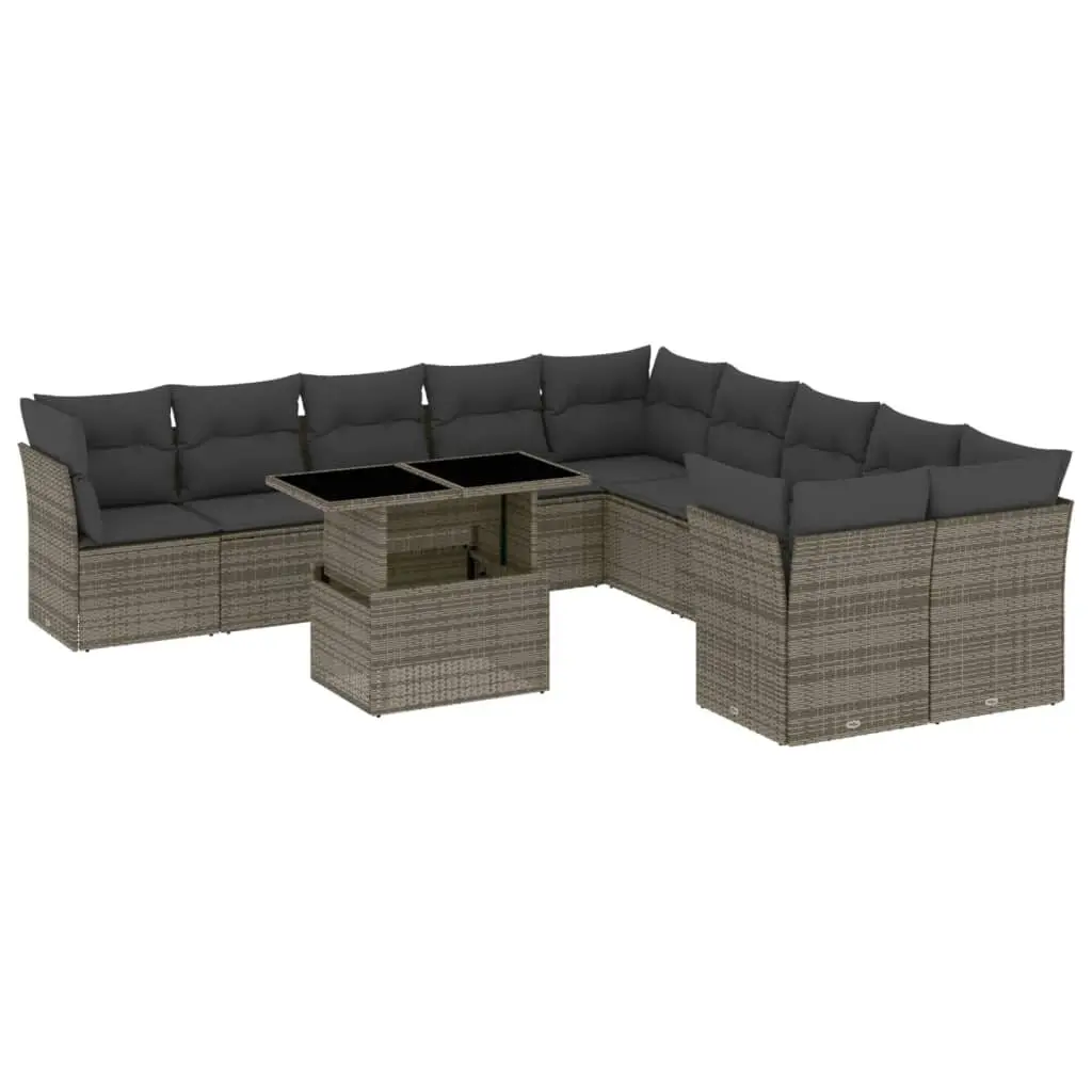 11-Piece Grey Rattan Garden Sofa Set