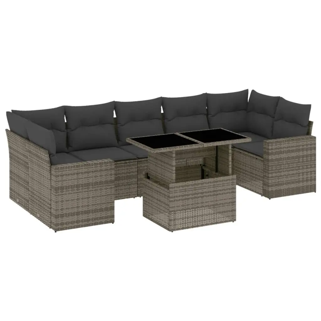 Garden Sofa Set 8 Piece Outdoor Furniture Patio Grey Poly Rattan Modular Seating