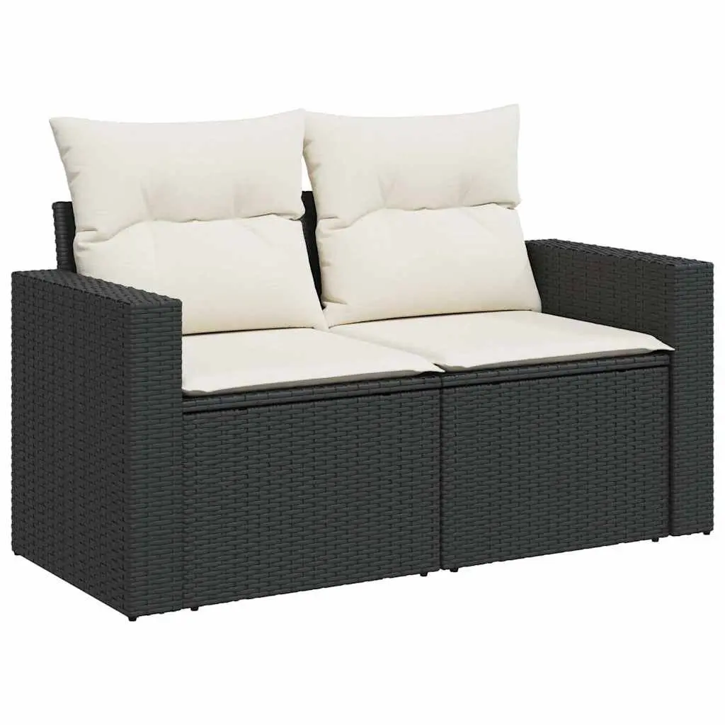 Garden Sofa Set 9 Piece Outdoor Furniture Patio Black Poly Rattan Modular