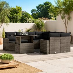 Your Outdoor Haven: 9 Piece Grey Sofa Set Awaits