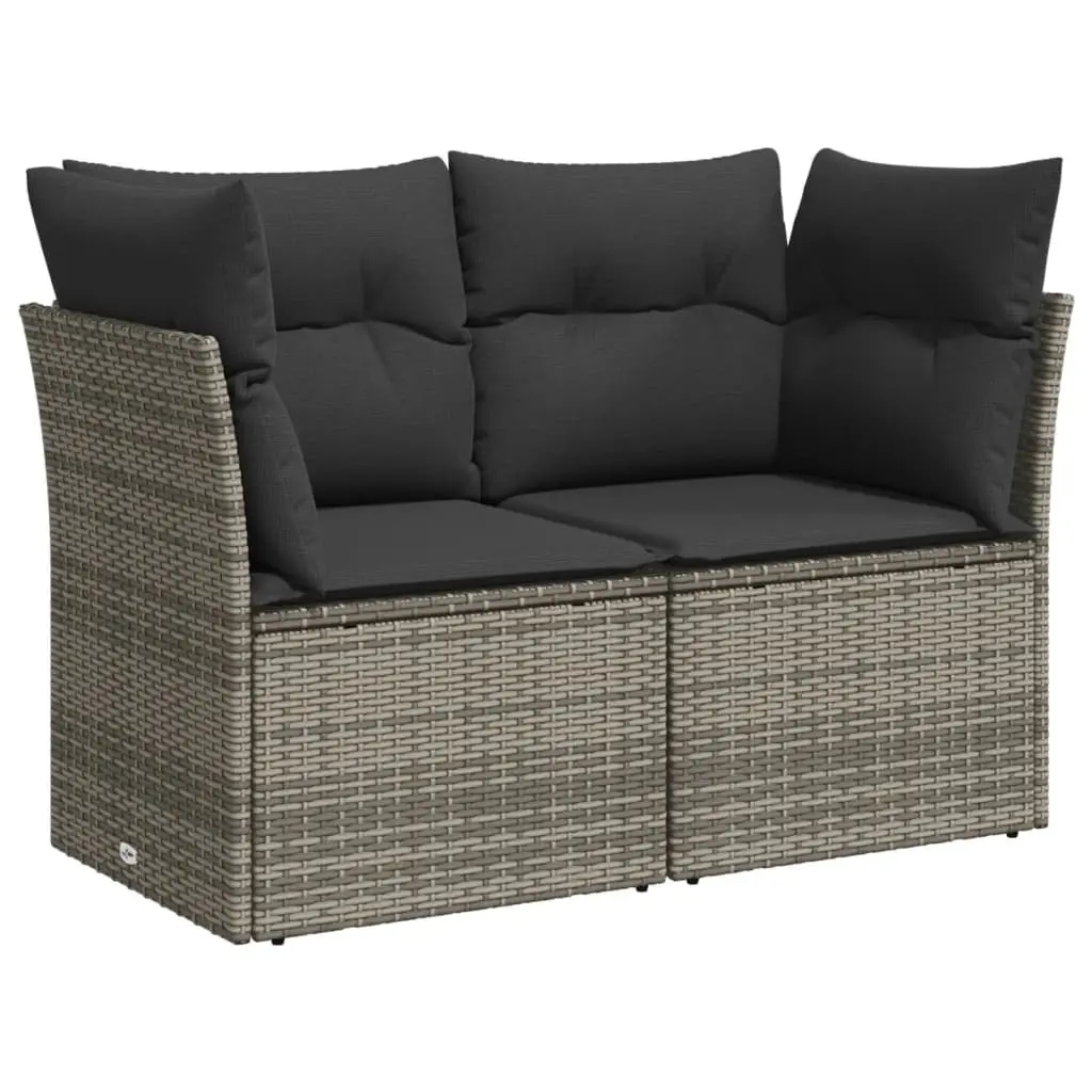 Garden Sofa Set 9 Piece Outdoor Furniture Grey Poly Rattan with Cushions Patio
