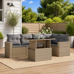 Friendly 6 Piece Garden Sofa Set with Versatile Design