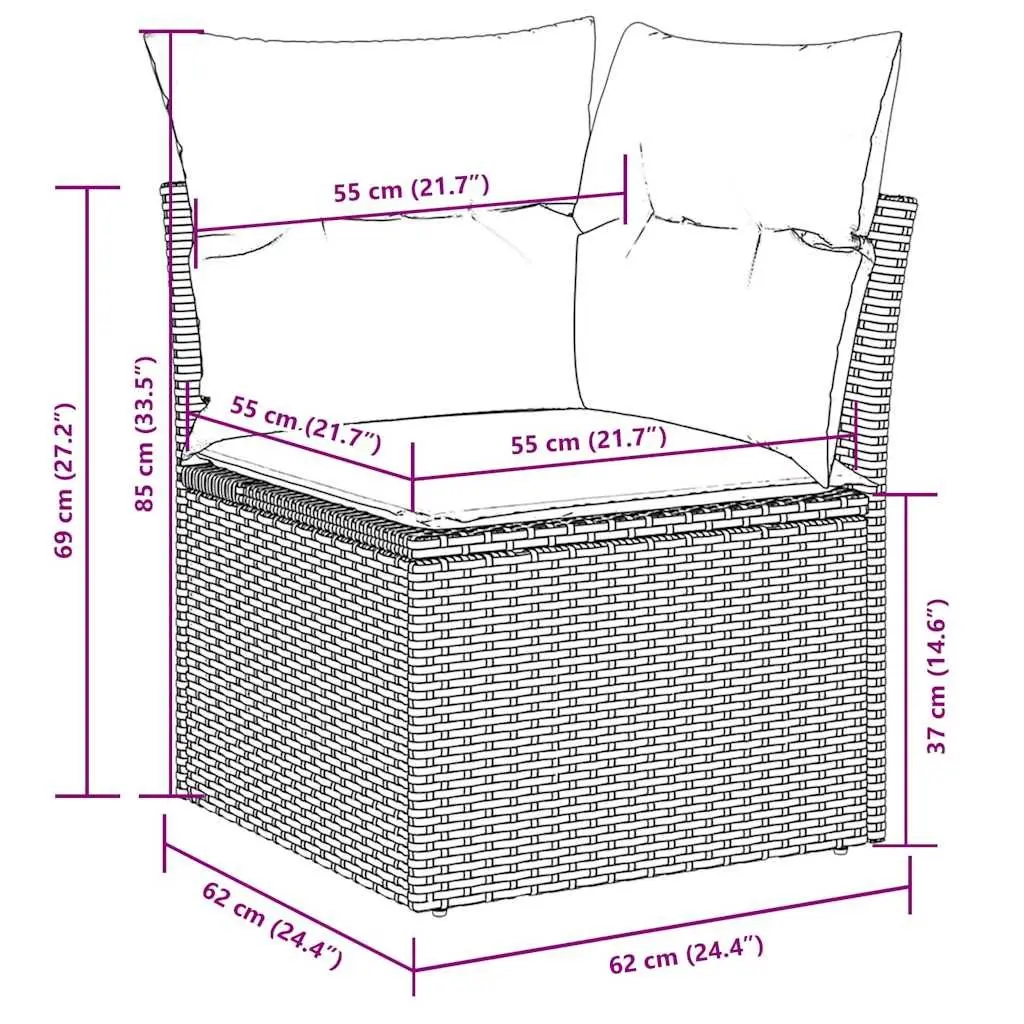 Outdoor Garden Sofa Set 6 Piece Black Poly Rattan with Cushions Patio Furniture