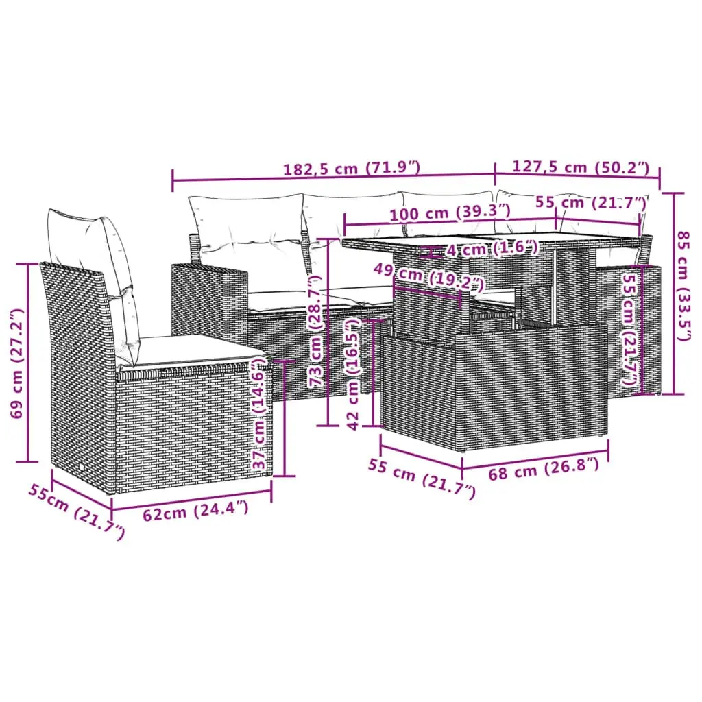 6 Piece Garden Sofa Set