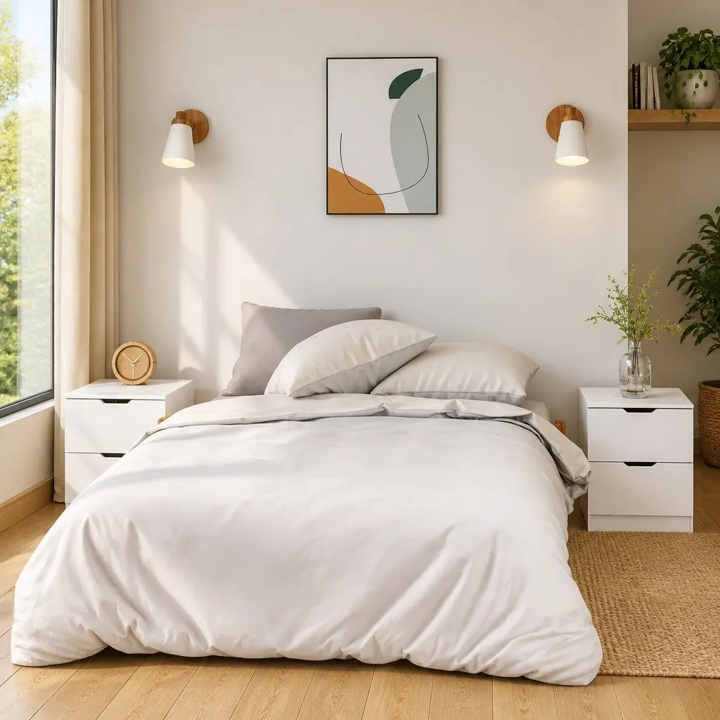 Bedside Table White Modern Storage Cabinet 40x40x50cm 2pcs