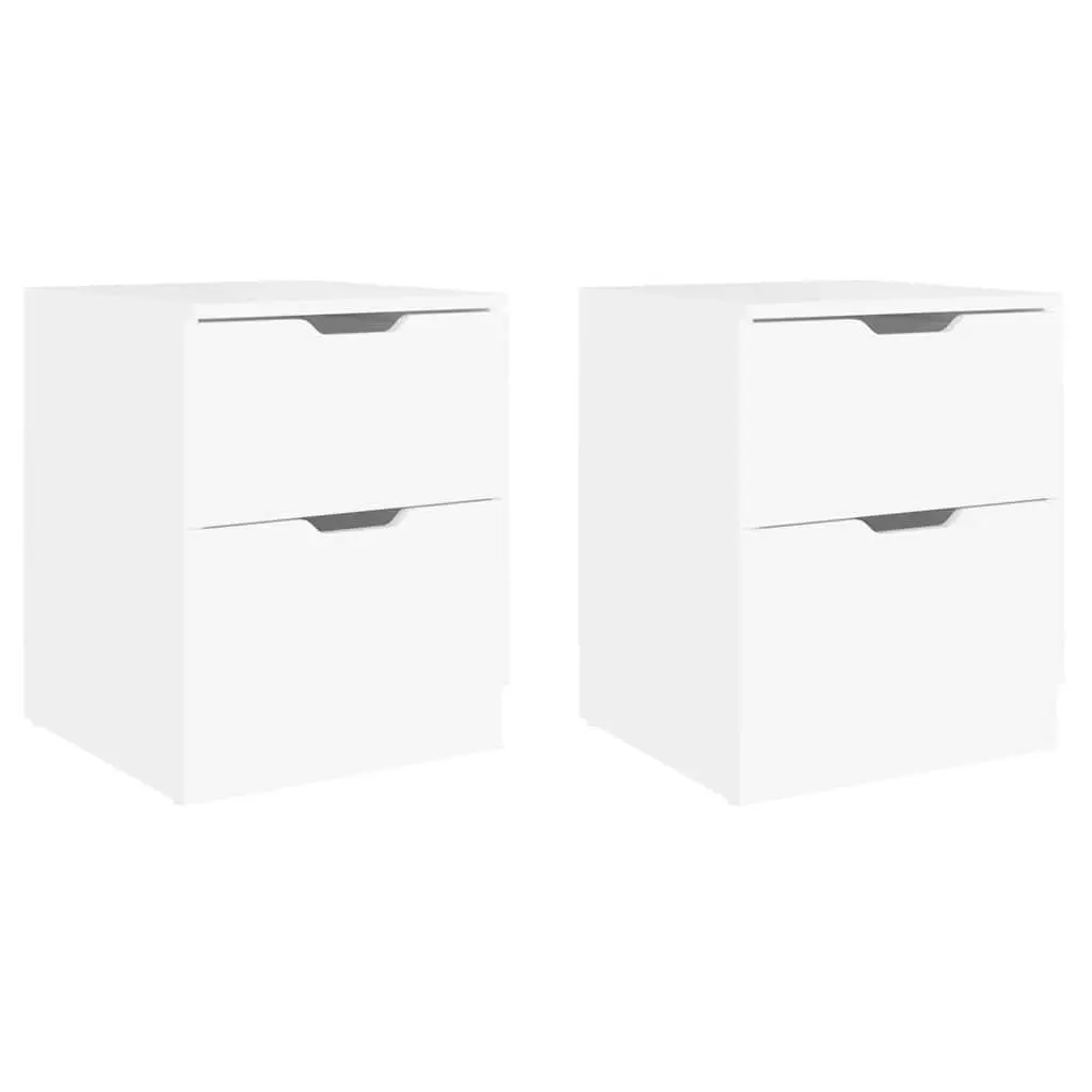 Bedside Table White Modern Storage Cabinet 40x40x50cm 2pcs