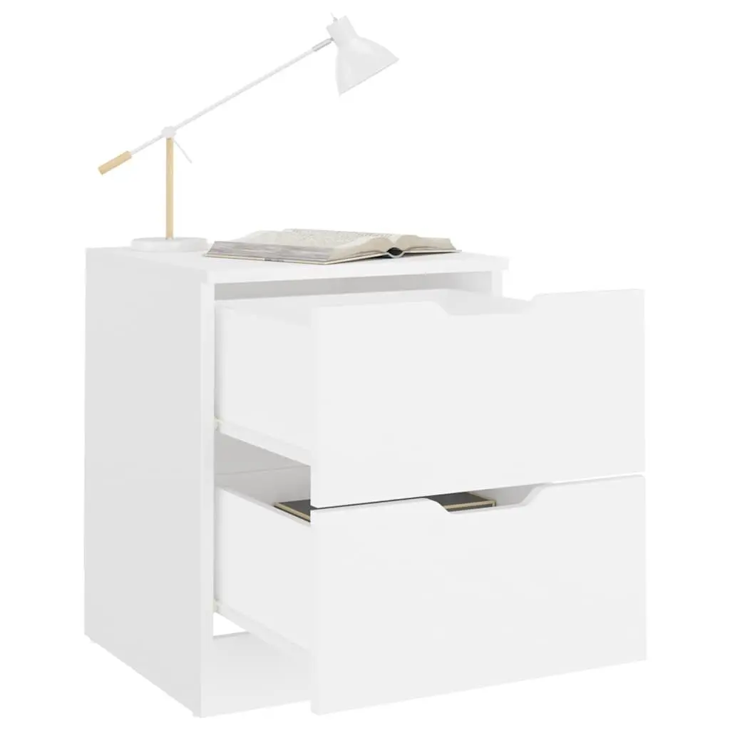 Bedside Table White Modern Storage Cabinet 40x40x50cm 2pcs
