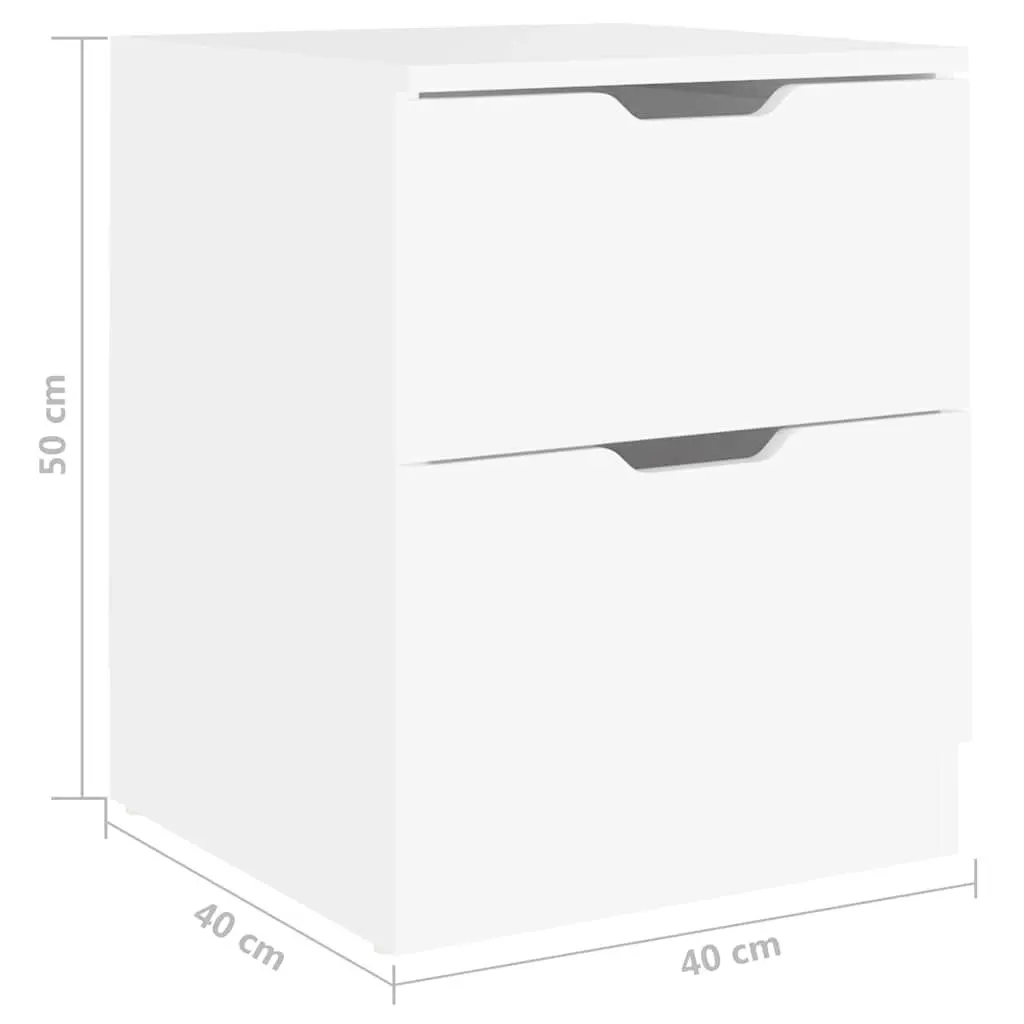 Bedside Table White Modern Storage Cabinet 40x40x50cm 2pcs