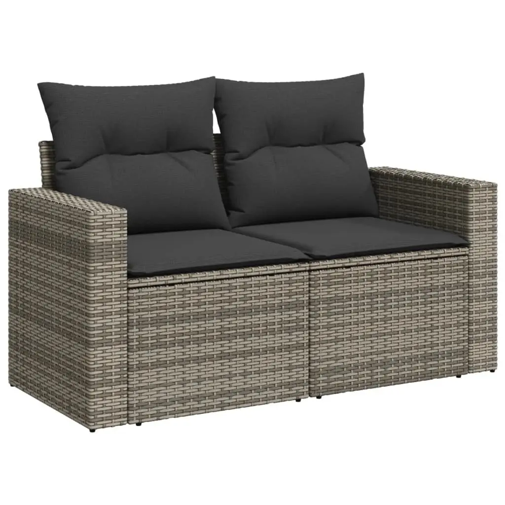 7 Piece Outdoor Garden Sofa Set Grey PE Rattan Patio Furniture with Cushions