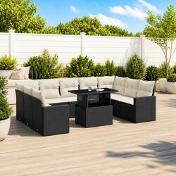 10 Piece Black Outdoor Sofa Set