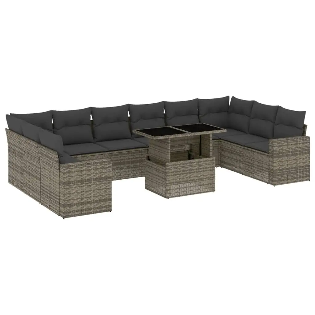 Garden Sofa Set 11 Piece Outdoor Furniture Grey Poly Rattan Modular Patio Lounge