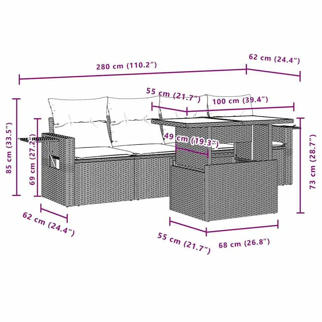 5-Piece Outdoor Sofa Set