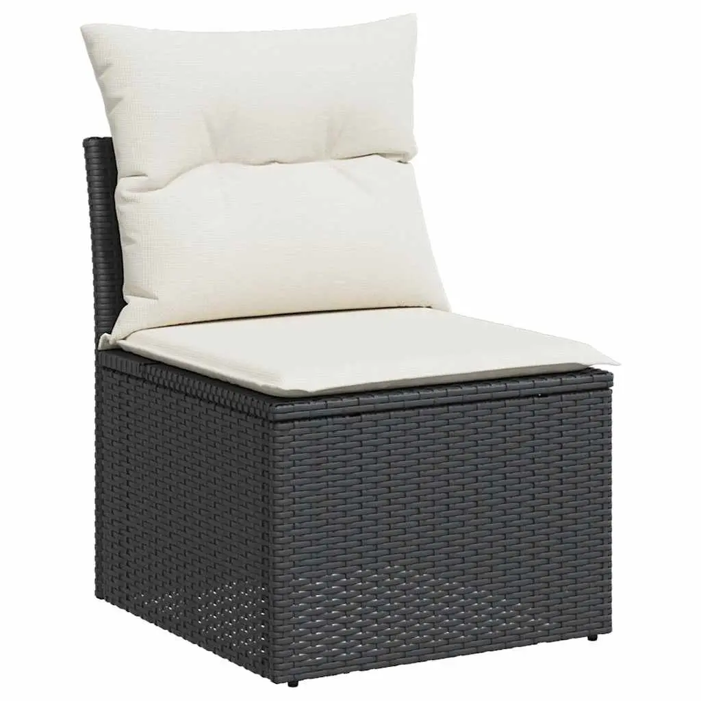 Garden Sofa Set 5 Piece Outdoor Furniture Black Poly Rattan Patio with Cushions