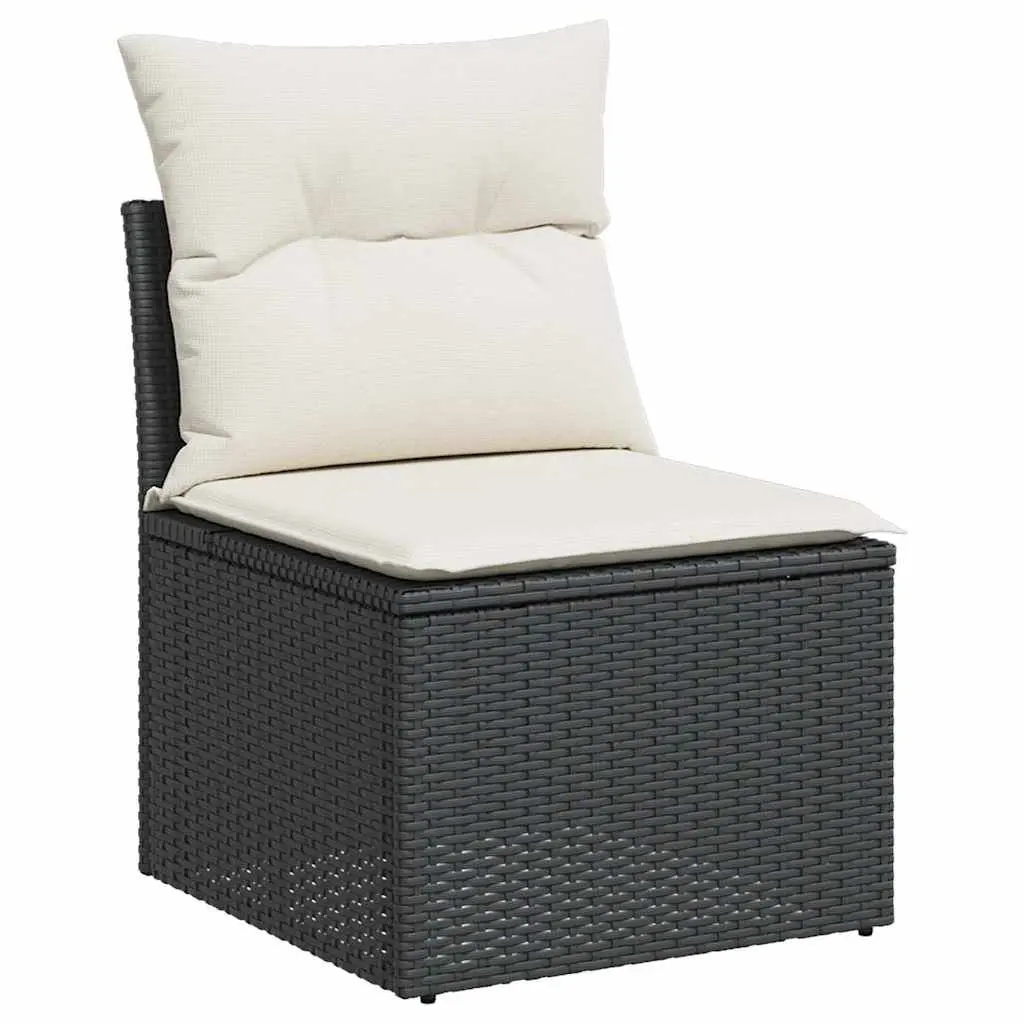 Garden Sofa Set 8 Piece Outdoor Furniture Black Poly Rattan Modular Patio