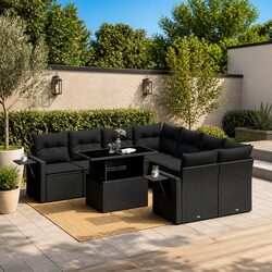 Your Outdoor Comfort: 9 Piece Sofa Set in Black