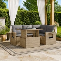 Beige 5 Piece Patio Sofa Set for Relaxing Outdoors