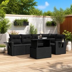 Friendly Modular 6 Piece Black Garden Sofa Set with Cushions