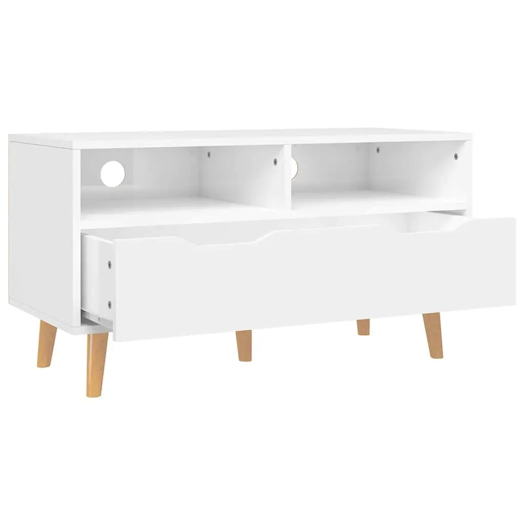 TV Cabinet White High Gloss Engineered Wood 90W x 40D x 48.5H cm