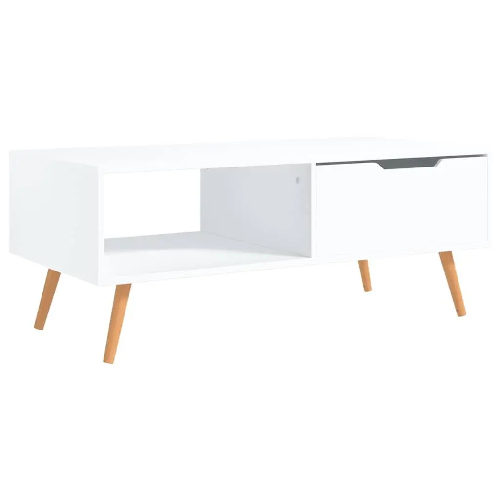 Coffee Table White Engineered Wood Living Room Accent Side Table 100 x 49.5 x 43 cm