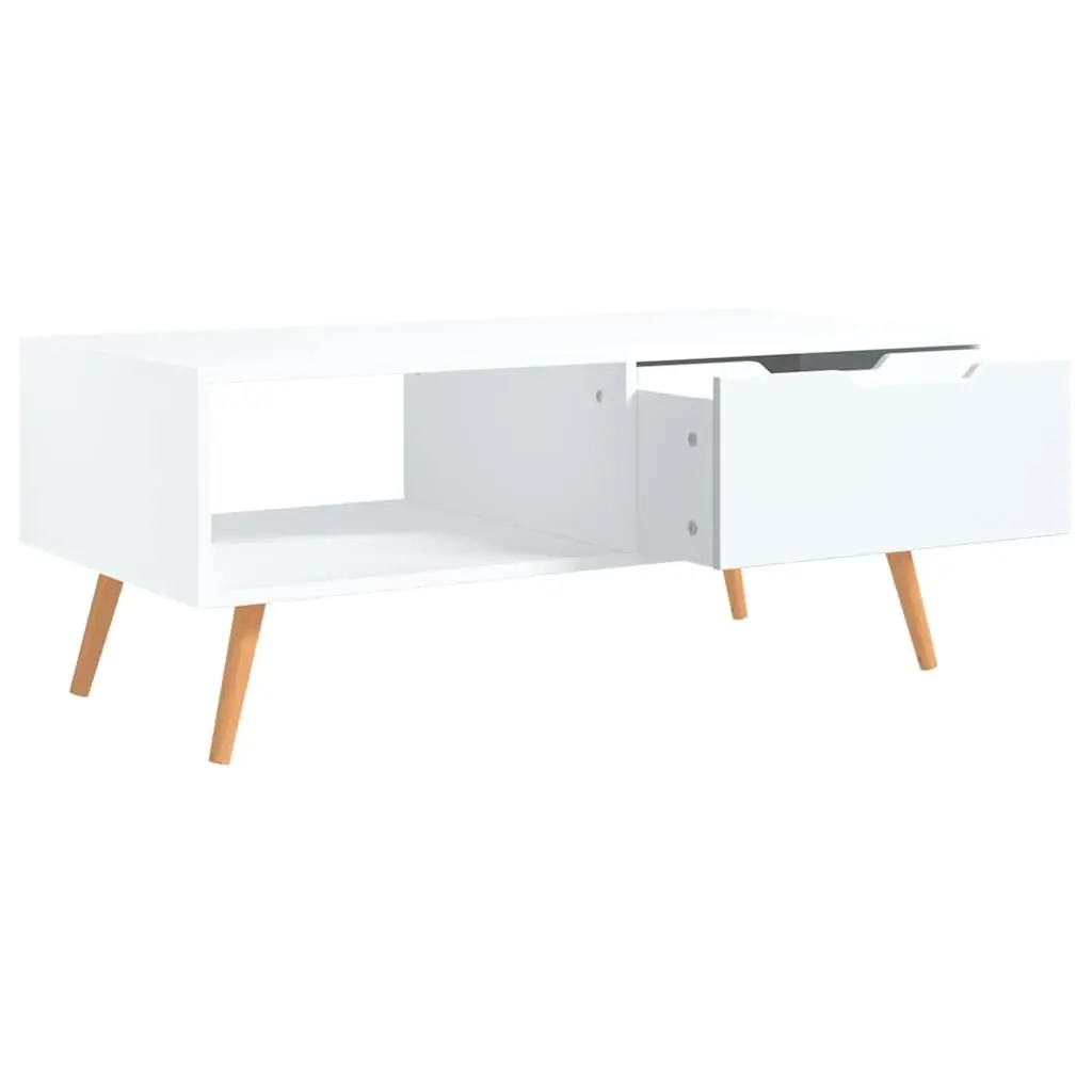 Coffee Table White Engineered Wood Living Room Accent Side Table 100 x 49.5 x 43 cm